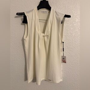 Calvin Klein Women's Ivory Sleeveless Blouse